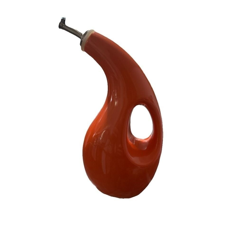 Rachael Ray Glazed Ceramic EVOO Olive Oil Bottle‎ Dispenser with Spout Orange